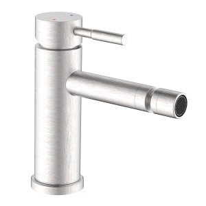 Miscelatore bidet t.b.t. in metallo spazzolato per lavabo e bidet.