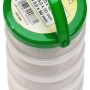 Assortimento di viti per truciolare a testa svasata, attacco PZ, varie misure in contenitore trasparente con coperchio verde.