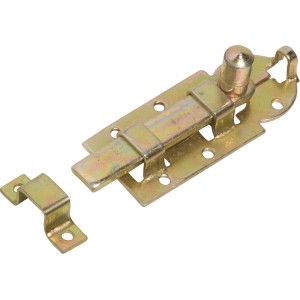 Catenaccio per finestra zincato giallo con pomello, 60x25mm, per la sicurezza della finestra.