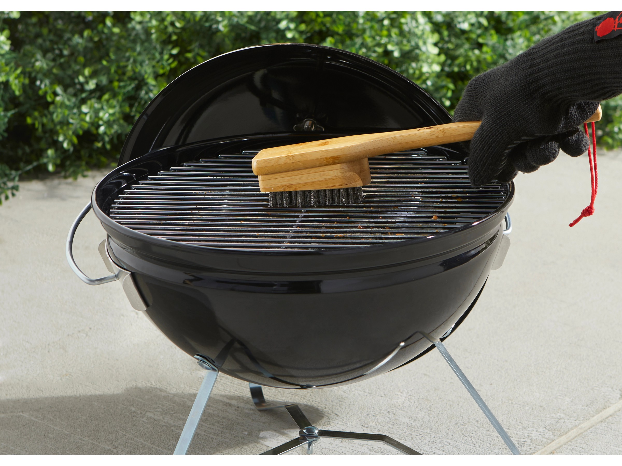No Label Spazzola Per Barbecue A T – 31 Cm, Manico In Legno, Pulizia Efficace Delle Griglie, Accessorio Da Barbecue
