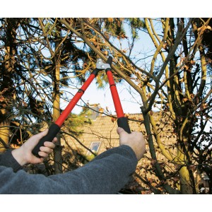 Cesoia a battente LUX, telescopica, in uso per tagliare rami.