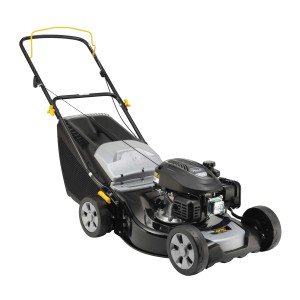 Alpina Tagliaerba a scoppio AL4 46 A: Tagliaerba nero con dettagli gialli e cesto di raccolta.