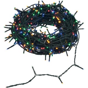 Catena luminosa da esterno t.b.t. avvolta con LED colorati.