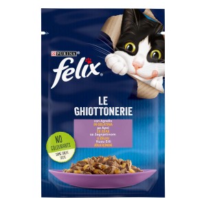Felix cibo umido per gatti in gelatina con agnello.
