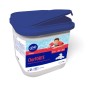 ClorForte pastiglie di cloro per il trattamento dell'acqua della piscina in secchio con coperchio blu.