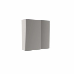 Mobile bagno specchiera contenitore 2 ante L57xH60xP16 cm bianco lucido