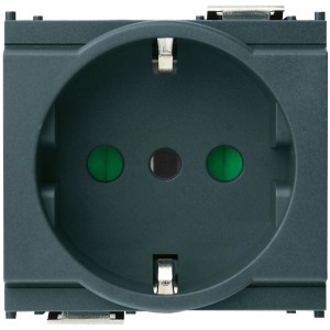 t.b.t. Inserto per presa Schuko, grigio scuro, per serie di interruttori.