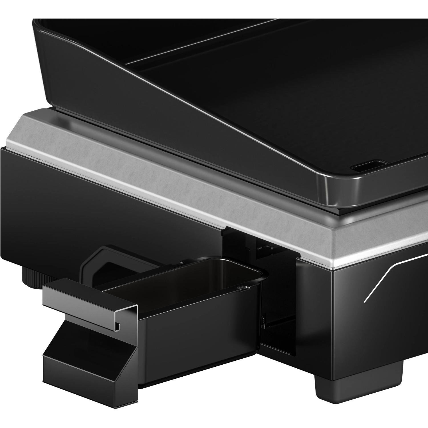 Campingaz Grill elettrico Plancha Electric 1 XD dettaglio con vaschetta raccogli grasso.