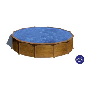 Piscina rotonda Gre Mauritius effetto legno, Ø 550 cm, colori legno.
