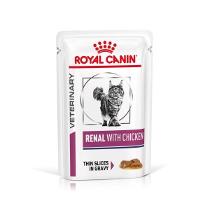 Royal Canin Renal con Pollo, cibo umido per gatti con problemi renali.
