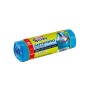 Rotolo di sacchi per pattumiera blu t.b.t. con stampa. Antistrappo e in materiale riciclato.