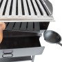 Dettaglio del barbecue a carbonella t.b.t. con griglia e accessori.