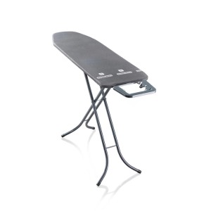 Asse da stiro Leifheit Classic M Black, antracite, con piano in metallo forato, struttura in metallo e poggiaferro, regolabile.