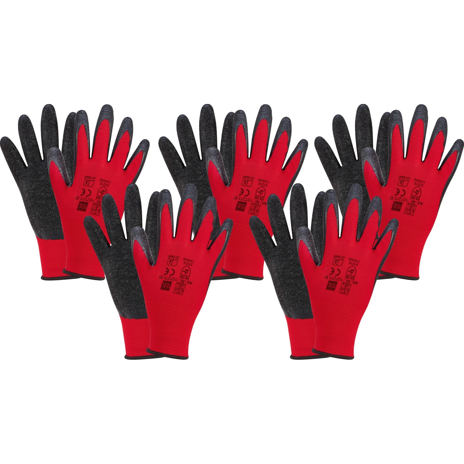Toolant 6 Guanti Da Lavoro Con Rivestimento In Nitrile - Antiscivolo, Resistenti A Olio E Touchscreen (Rosso/Nero, XXL)
