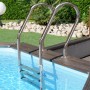 Scala in acciaio inox per Gre Echtholzpool Safran 2 Oval, dettaglio.