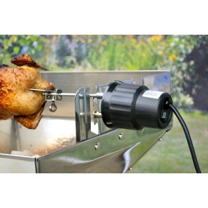 Motore elettrico per grill con pollo allo spiedo per una cottura uniforme.