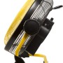 Ventilatore giallo con griglia di protezione nera per un utilizzo flessibile.
