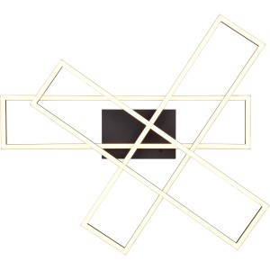 Moderna plafoniera LED dimmerabile Corso in nero opaco con design geometrico.