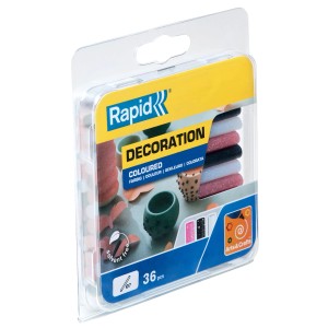 Rapid stick di colla decorativi colorati, 36 pezzi, per lavori di bricolage con la pistola per colla.