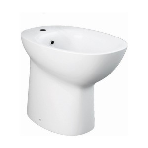 Bidet t.b.t. in ceramica bianca, vista frontale.