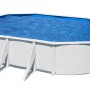Piscina ovale Gre Pool Bora Bora, 500x300x120 cm, con parete in acciaio bianca e acqua blu.