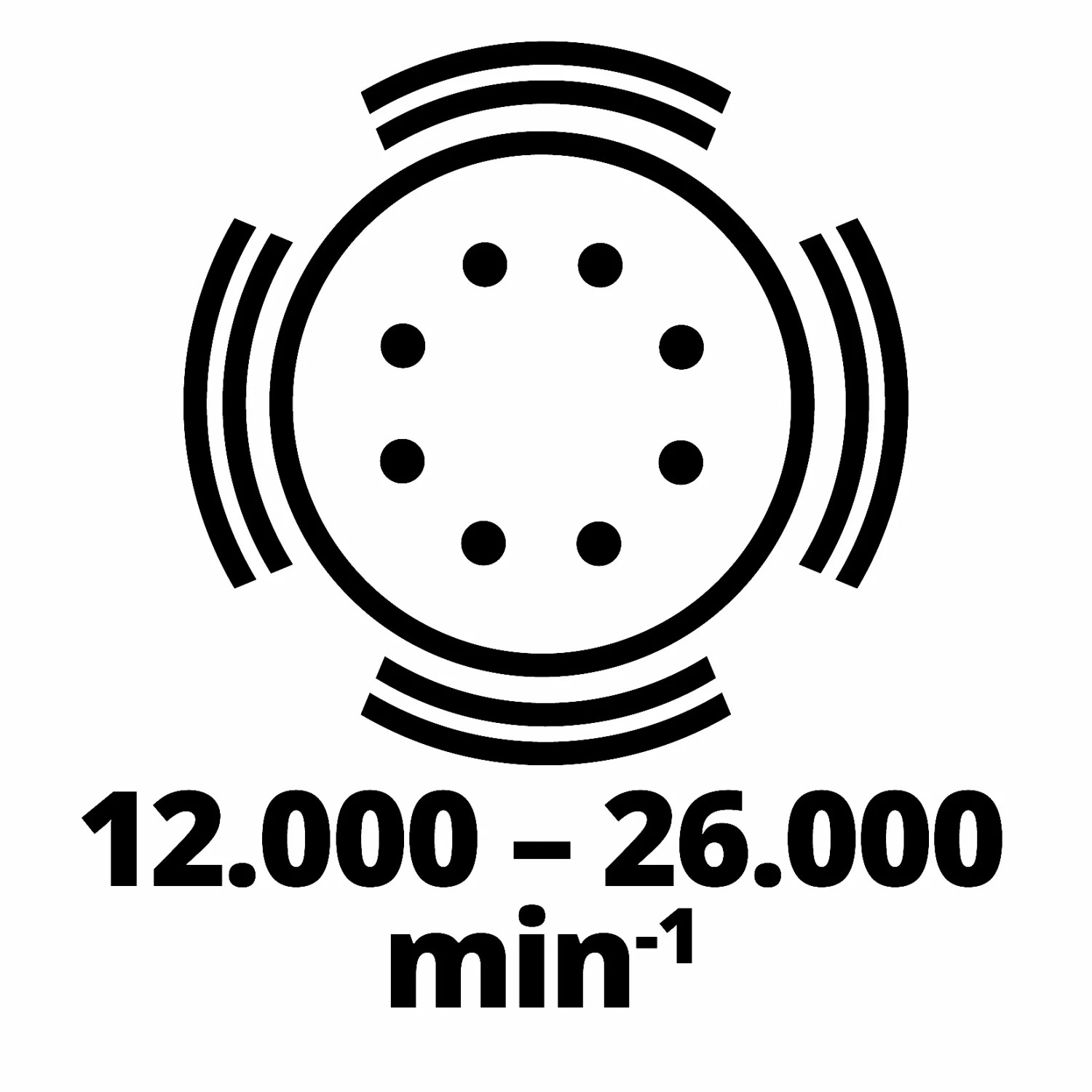 Simbolo della velocità di oscillazione della levigatrice rotorbitale Einhell TC-RS 425 E: 12.000 - 26.000 giri/min.