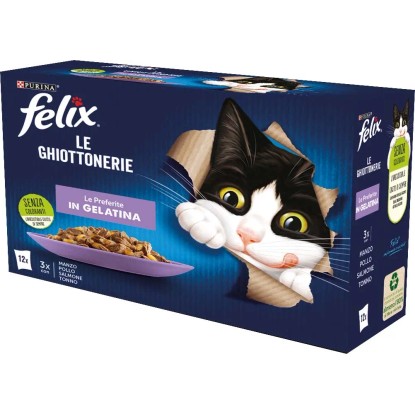 Cibo umido per gatti Felix Le Ghiottonerie le Preferite busta 12x85 g