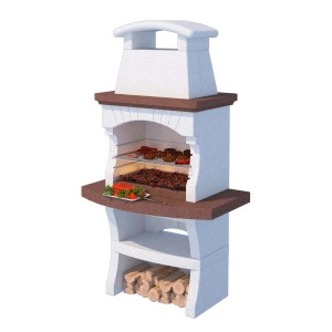 Barbecue in muratura con ripiani e deposito legna. Ideale per il barbecue.