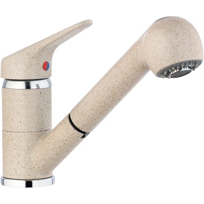 Paini miscelatore lavello canna bassa doccetta estraibile Dream granito chiaro