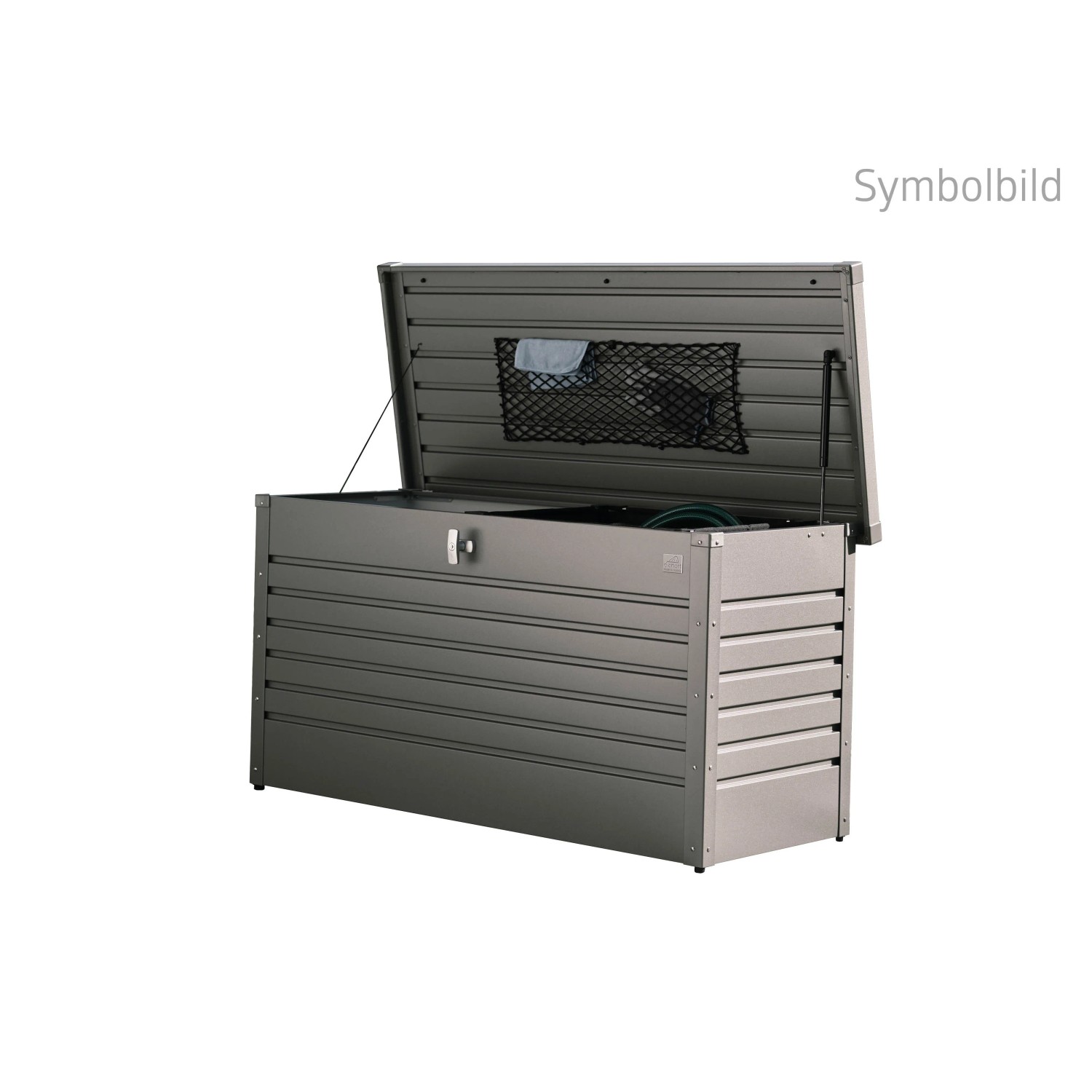 Biohort FreizeitBox 200 grigio quarzo metallizzato, cassapanca universale in metallo aperta con rete. Impermeabile.