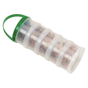 Viti per truciolare a testa svasata Ø 3,5x25 mm in contenitore trasparente con manico verde.