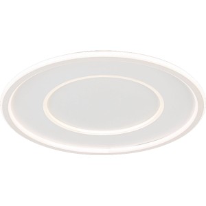 Plafoniera LED bianca t.b.t. con forma rotonda per montaggio a soffitto.