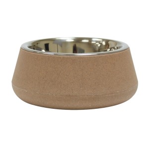 Ciotola per cani t.b.t. in materiale naturale con inserto in acciaio inox.