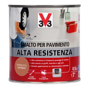 Barattolo di pittura per pavimenti t.b.t., terracotta, ad alta resistenza per garage e officine.