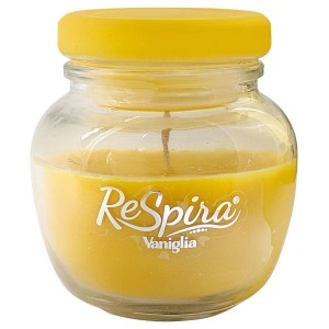 Candela profumata in vetro vaniglia con tappo ermetico 80 gr
