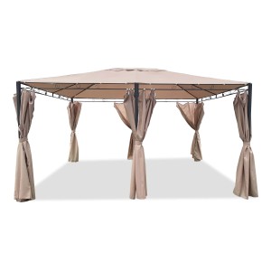 Gazebo t.b.t. beige con tende per giardino e patio.