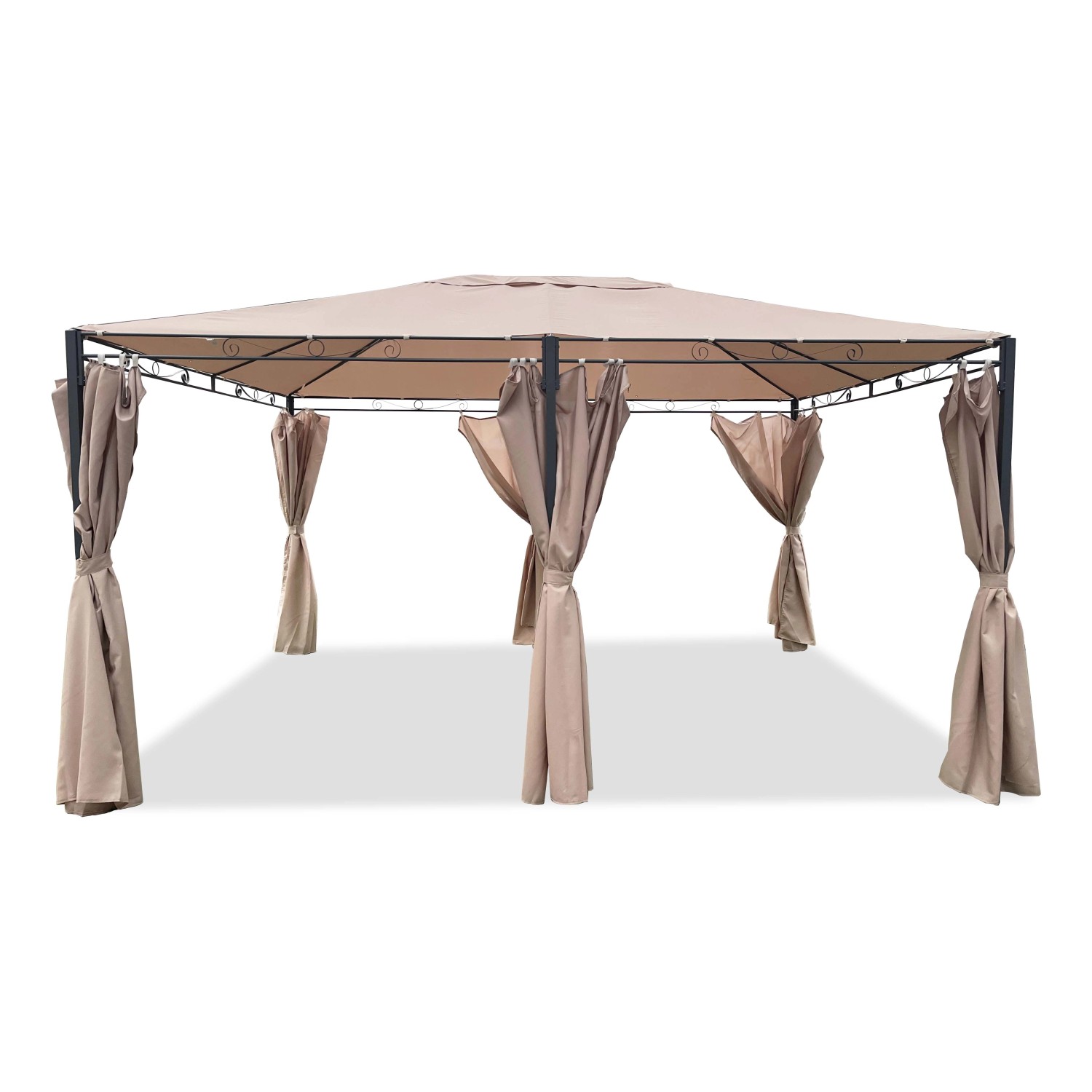 Gazebo t.b.t. beige con tende per giardino e patio.