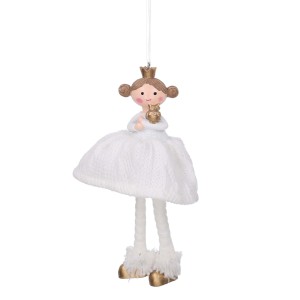 Addobbo in tessuto bambolina bianca 6x3x20 cm