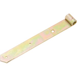 Bandella per cardine zincata gialla, 300x40 mm, per collegamenti mobili di porte e cancelli.
