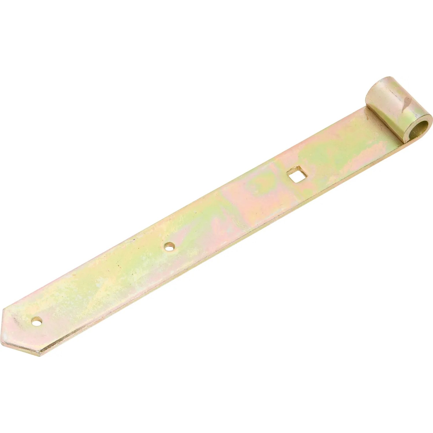 Bandella per cardine zincata gialla, 300x40 mm, per collegamenti mobili di porte e cancelli.