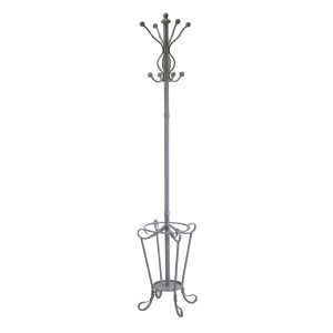 Appendiabiti a stelo in metallo con portaombrelli H 180 cm grigio