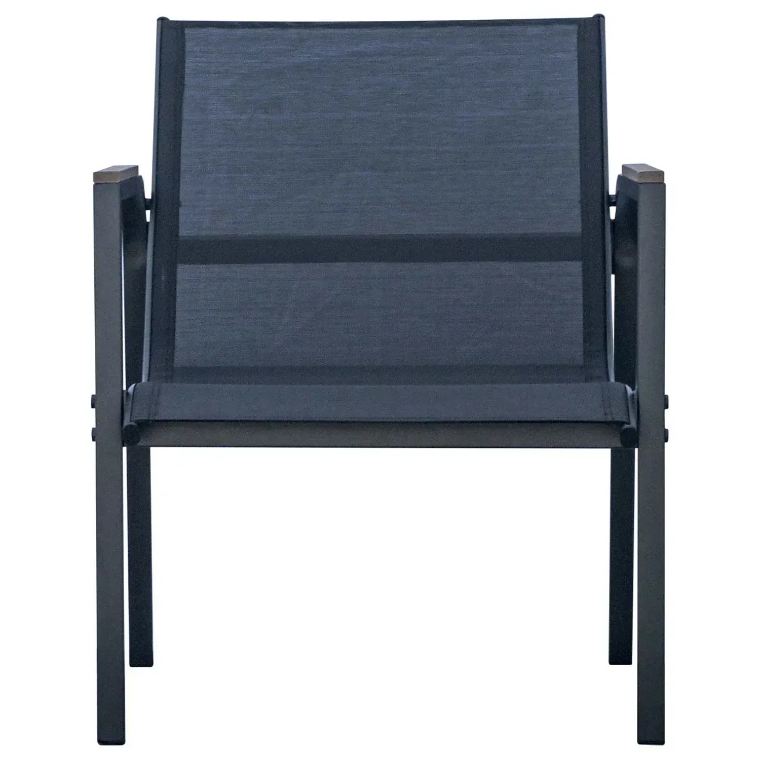 Sedia da giardino t.b.t. in metallo e tessuto grigio.