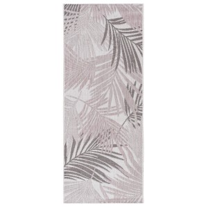 Tappeto da esterno t.b.t. con motivo a foglie di palma in grigio e beige.