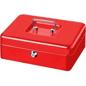 Cassetta portavalori rossa Burg Wächter Money 5025 con maniglia e serratura, ideale per conservare contanti.