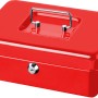 Cassetta portavalori rossa Burg Wächter Money 5025 con maniglia e serratura, ideale per conservare contanti.