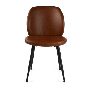 Sedia imbottita Glaede in ecopelle marrone e struttura in metallo 48x56h84,5 cm