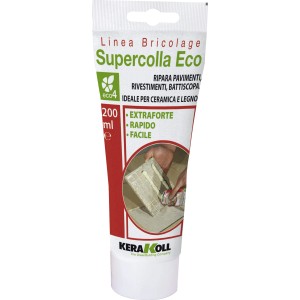 Tubo di colla per piastrelle Supercolla Eco, ideale per ceramica e legno.