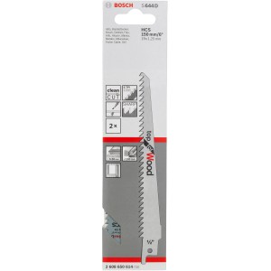 Lama per seghetto alternativo Bosch Pro S 644 D, 2 pezzi, per legno fino a 100 mm