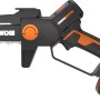 Worx Sega per potatura a una mano Nitro WG325E: Sega per potatura a batteria con dettagli arancioni per il giardinaggio.