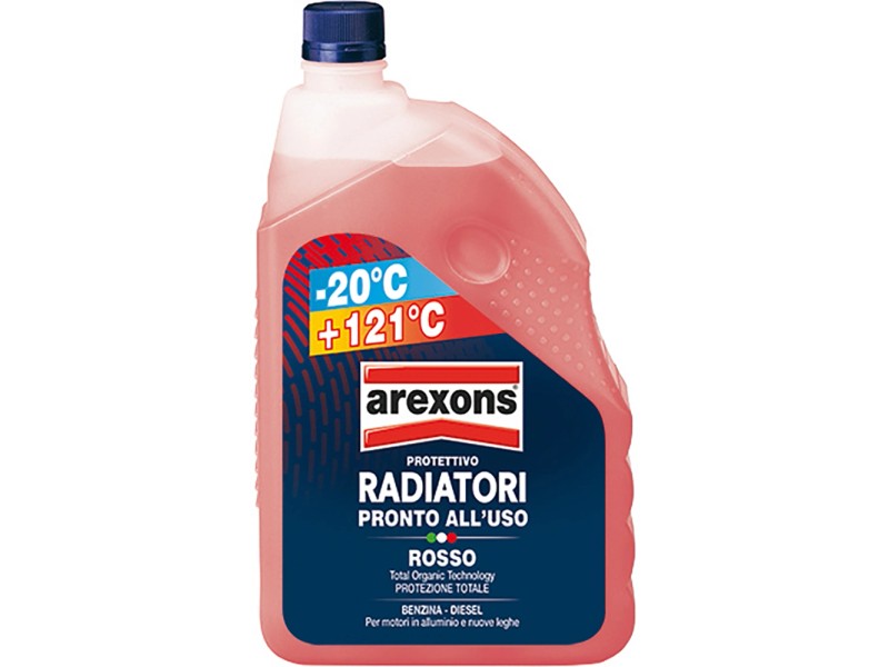 Liquido protettivo AREXONS radiatori rosso pronto all`uso -20°C 2 l